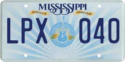 MS license plate LPX040