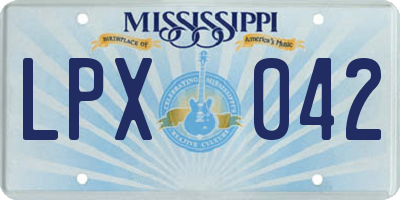 MS license plate LPX042