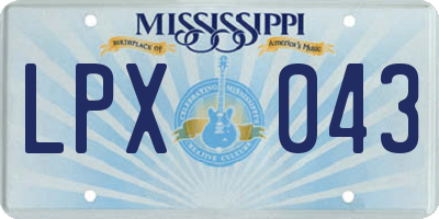 MS license plate LPX043