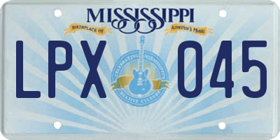 MS license plate LPX045
