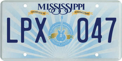 MS license plate LPX047
