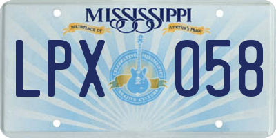 MS license plate LPX058
