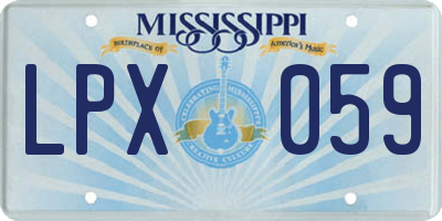 MS license plate LPX059