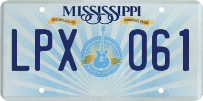 MS license plate LPX061