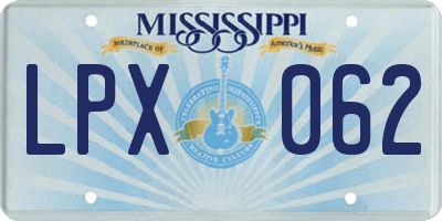 MS license plate LPX062