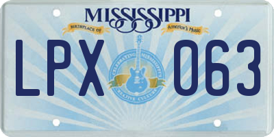 MS license plate LPX063