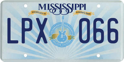 MS license plate LPX066