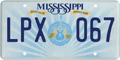 MS license plate LPX067