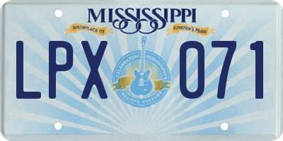 MS license plate LPX071