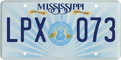 MS license plate LPX073