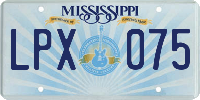 MS license plate LPX075