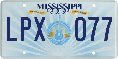 MS license plate LPX077