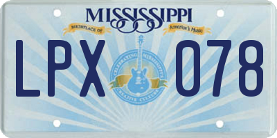 MS license plate LPX078