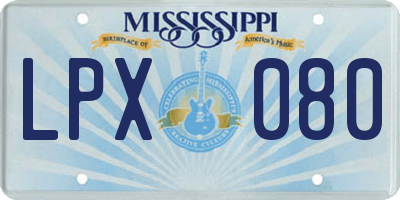 MS license plate LPX080