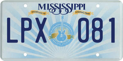 MS license plate LPX081