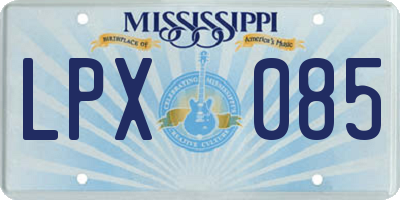 MS license plate LPX085