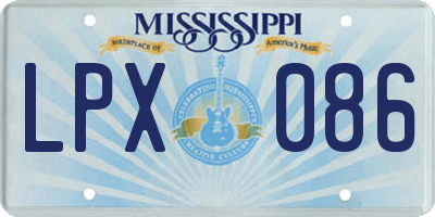 MS license plate LPX086