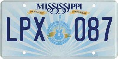 MS license plate LPX087