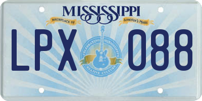 MS license plate LPX088
