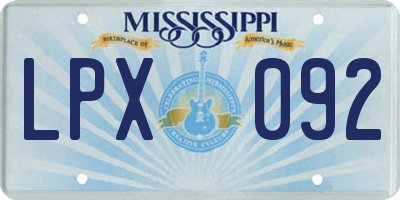 MS license plate LPX092