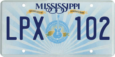 MS license plate LPX102