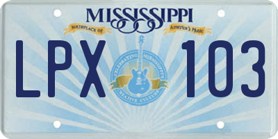 MS license plate LPX103