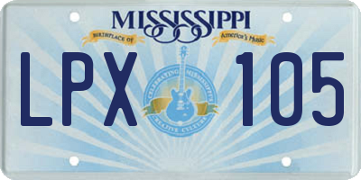 MS license plate LPX105