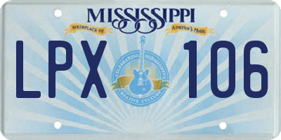 MS license plate LPX106