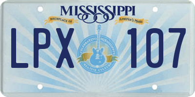 MS license plate LPX107