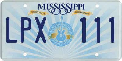 MS license plate LPX111