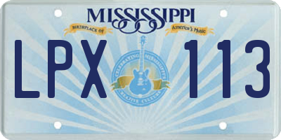 MS license plate LPX113