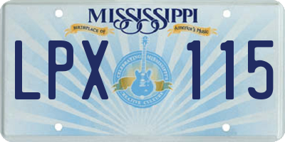 MS license plate LPX115
