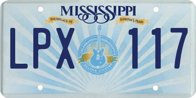 MS license plate LPX117