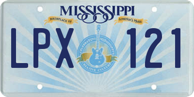 MS license plate LPX121