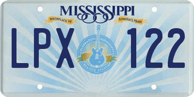 MS license plate LPX122