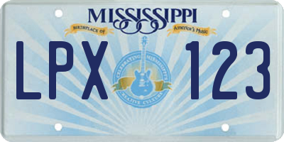 MS license plate LPX123