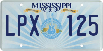 MS license plate LPX125