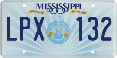 MS license plate LPX132