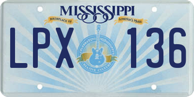 MS license plate LPX136