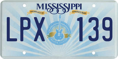 MS license plate LPX139