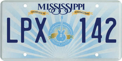 MS license plate LPX142