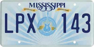 MS license plate LPX143