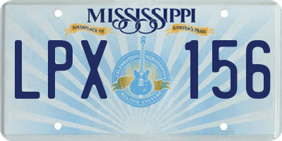 MS license plate LPX156