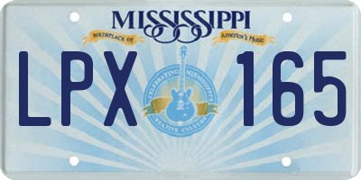 MS license plate LPX165