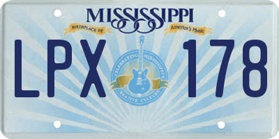 MS license plate LPX178