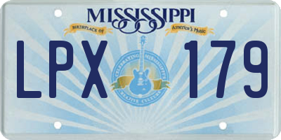 MS license plate LPX179