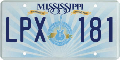 MS license plate LPX181