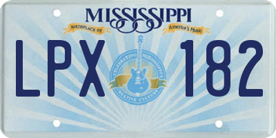 MS license plate LPX182