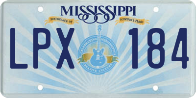 MS license plate LPX184