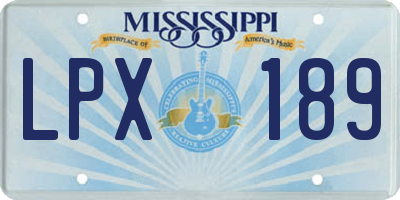 MS license plate LPX189